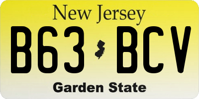 NJ license plate B63BCV