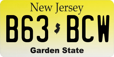 NJ license plate B63BCW