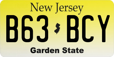 NJ license plate B63BCY