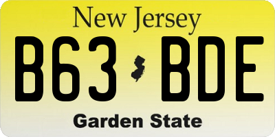 NJ license plate B63BDE