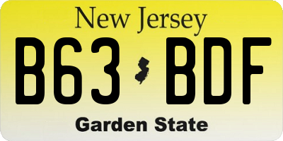 NJ license plate B63BDF