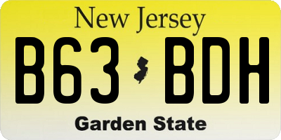 NJ license plate B63BDH