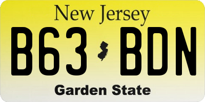 NJ license plate B63BDN