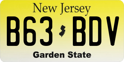 NJ license plate B63BDV