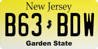 NJ license plate B63BDW