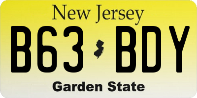 NJ license plate B63BDY
