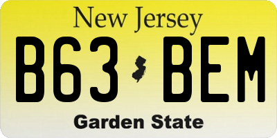 NJ license plate B63BEM