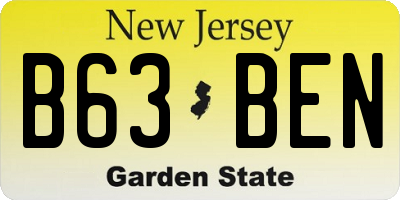 NJ license plate B63BEN