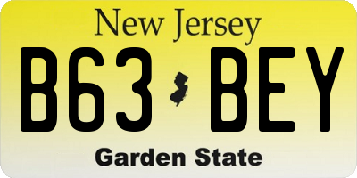 NJ license plate B63BEY