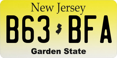 NJ license plate B63BFA