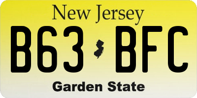 NJ license plate B63BFC