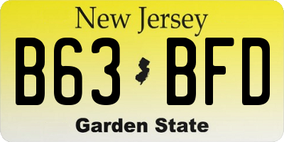 NJ license plate B63BFD