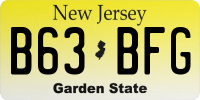 NJ license plate B63BFG
