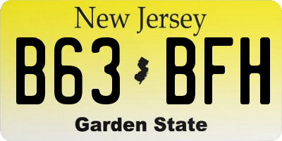 NJ license plate B63BFH