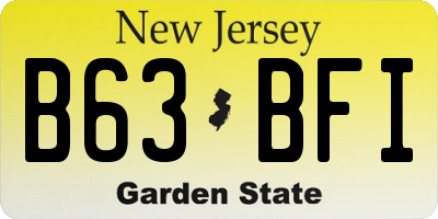 NJ license plate B63BFI
