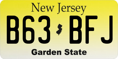 NJ license plate B63BFJ