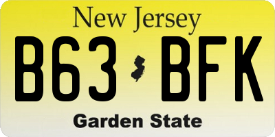 NJ license plate B63BFK
