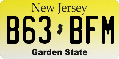 NJ license plate B63BFM