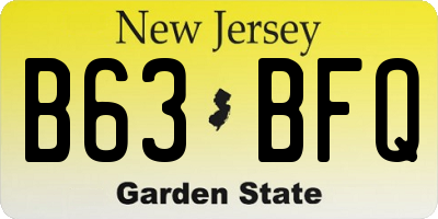 NJ license plate B63BFQ