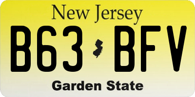 NJ license plate B63BFV