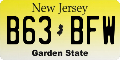 NJ license plate B63BFW