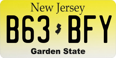 NJ license plate B63BFY