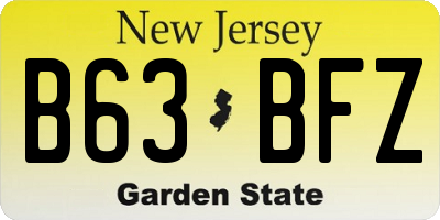 NJ license plate B63BFZ