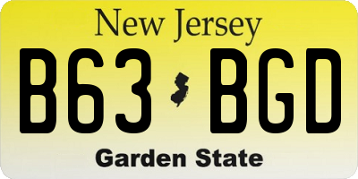 NJ license plate B63BGD