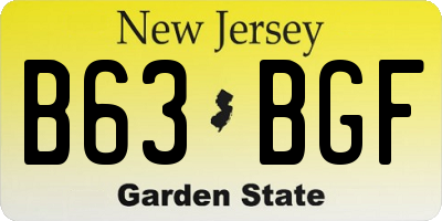 NJ license plate B63BGF