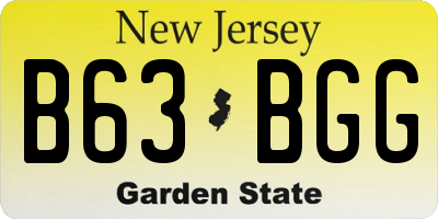 NJ license plate B63BGG