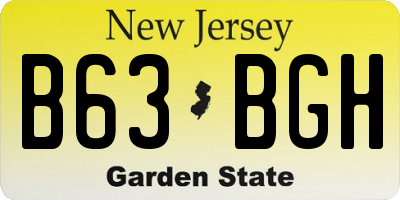 NJ license plate B63BGH