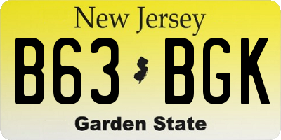 NJ license plate B63BGK
