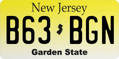 NJ license plate B63BGN