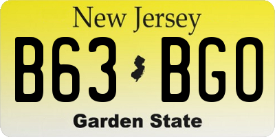 NJ license plate B63BGO