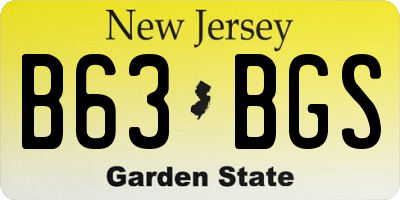 NJ license plate B63BGS