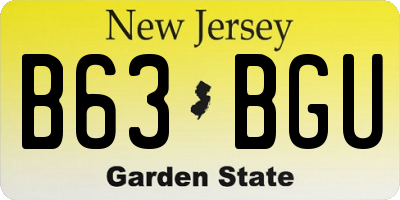 NJ license plate B63BGU
