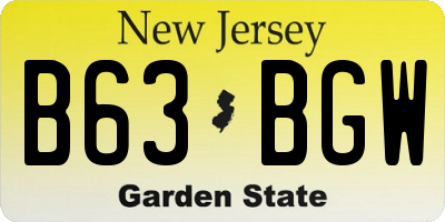 NJ license plate B63BGW