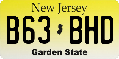 NJ license plate B63BHD