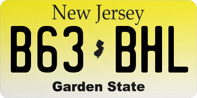 NJ license plate B63BHL