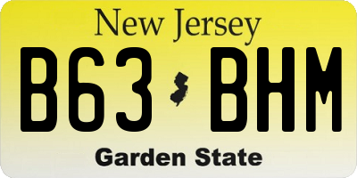 NJ license plate B63BHM