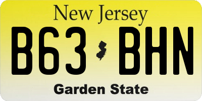 NJ license plate B63BHN