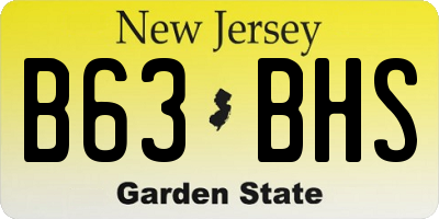NJ license plate B63BHS