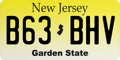 NJ license plate B63BHV
