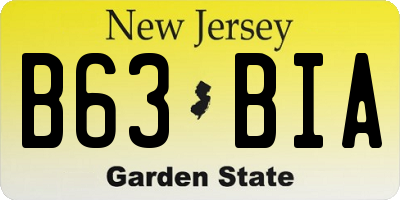 NJ license plate B63BIA