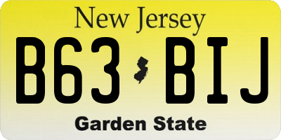 NJ license plate B63BIJ