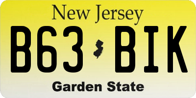 NJ license plate B63BIK