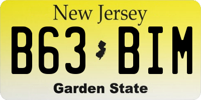 NJ license plate B63BIM