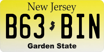 NJ license plate B63BIN