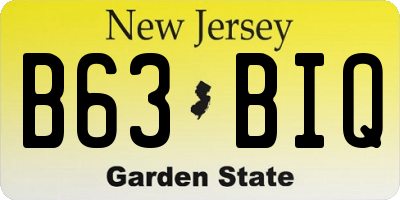 NJ license plate B63BIQ