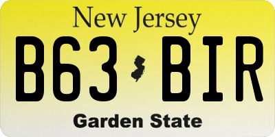 NJ license plate B63BIR